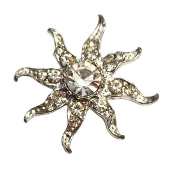 Vintage - Rhinestone Sunburst Brooch/Pin - Picture 1 of 3